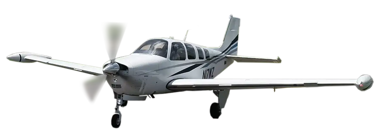 Cremation Air airplane in flight against a white background, propeller spinning and landing gear extended.